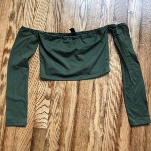 Green Windsor off the shoulder crop top